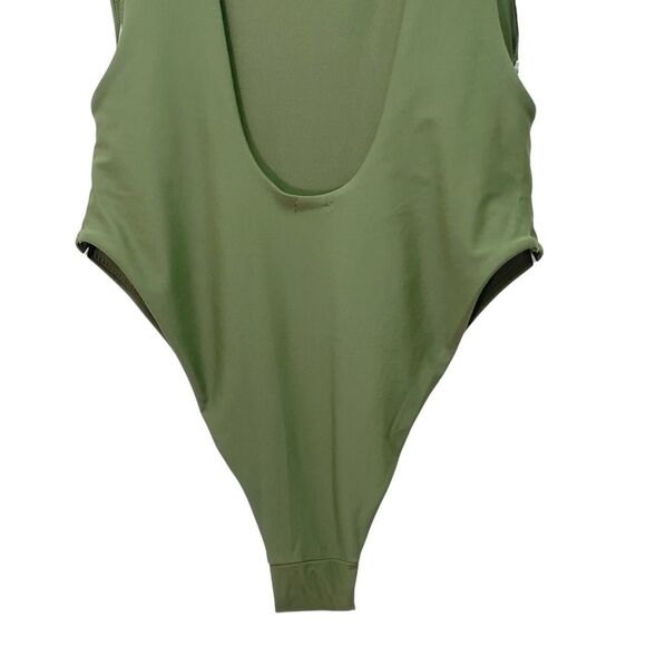 Aerie Super Scoop One Piece Swimsuit Size Large Olive Green Hi Cut Cheeky Swim - Picture 10 of 14